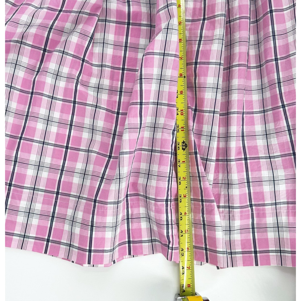 J Crew Women Plaid Midi Dress Size 24 Poplin Tiered Preppy Old Money Resort Pink - Picture 8 of 8